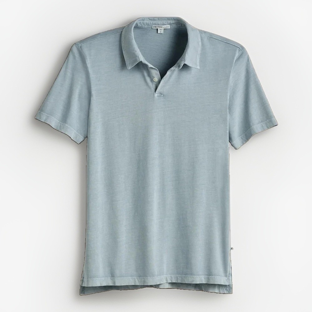 Standard James Perse Sueded Jersey Polo Shirt Mens 5/XXL Azure Pigment Blue
